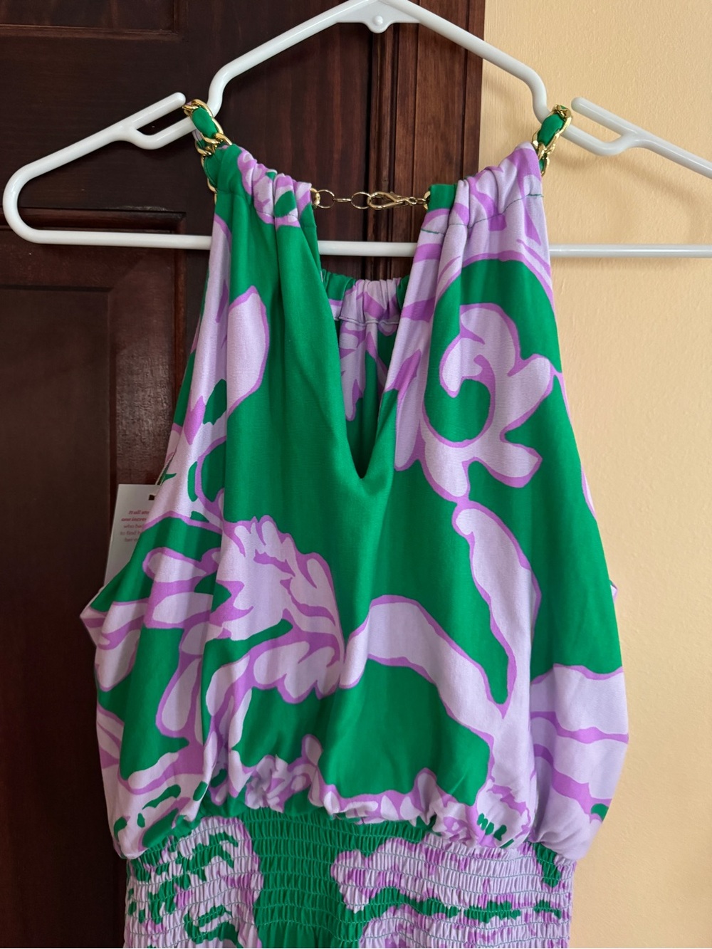 NWT Lilly Pulitzer M Gracelyn Brazilian Green Salty Lavender Halter Midi Dress - Picture 3 of 4